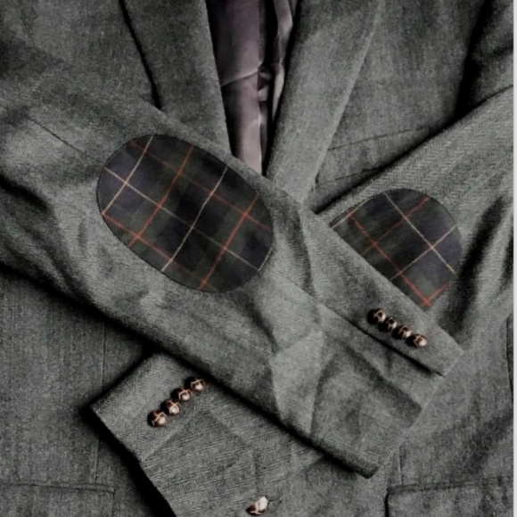 Lauren , Ralph Lauren 2 buttoned dark gray herringbone wool blazer Sz 42 R - Picture 3 of 7